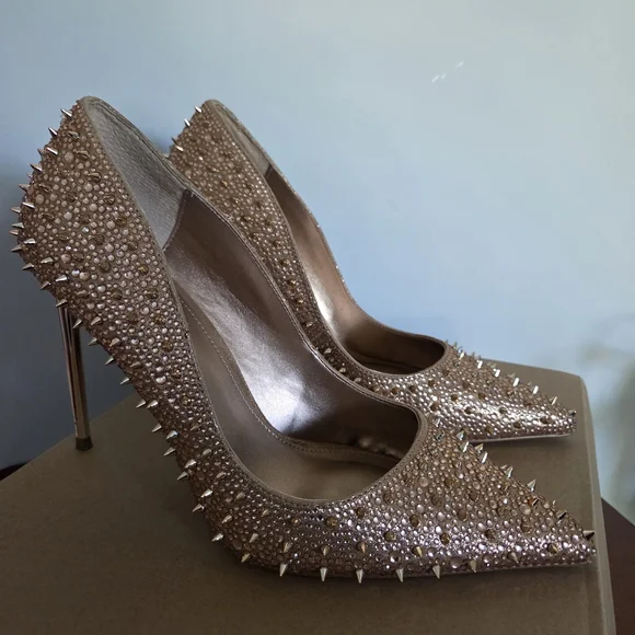 Steve Madden Gold Studded Women's Heels - Picture 2 of 5